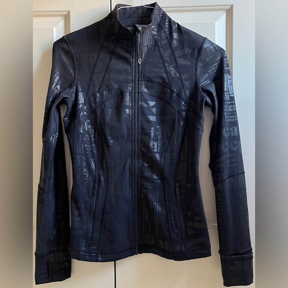 🍒LULULEMON DEFINE Jacket sz 6 BLACK 20YR *SPARK FOIL MANIFESTO ~ LUXTREME!!